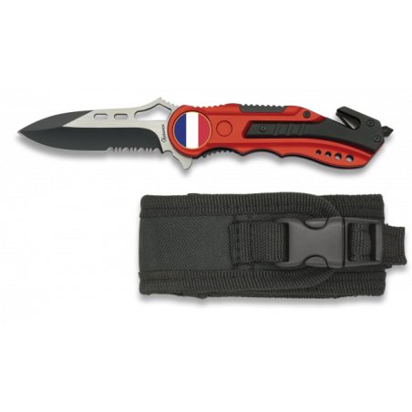 Navaja Albainox roja. sierra. funda. 6.5